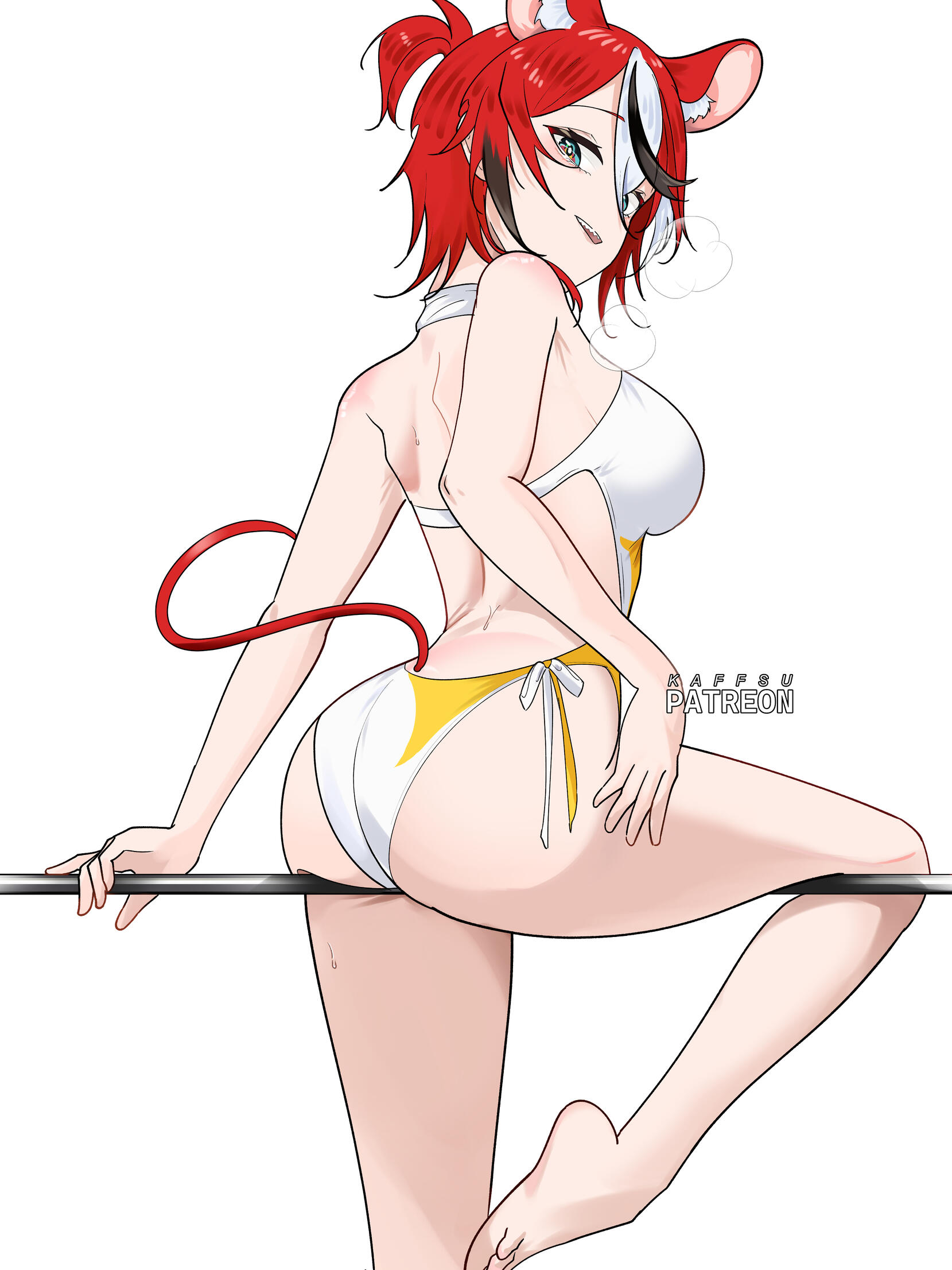 Untitled Drawing of Nanashi Mumei from Hololive EN Promise dressed in her swimsuit outfit posing in multiple views.