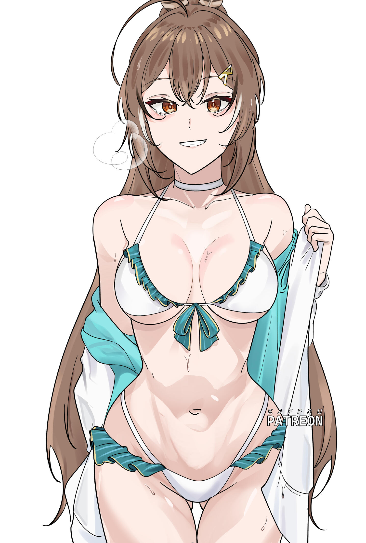 Drawing of Hakos Baelz dressed in a bunny girl outfit.