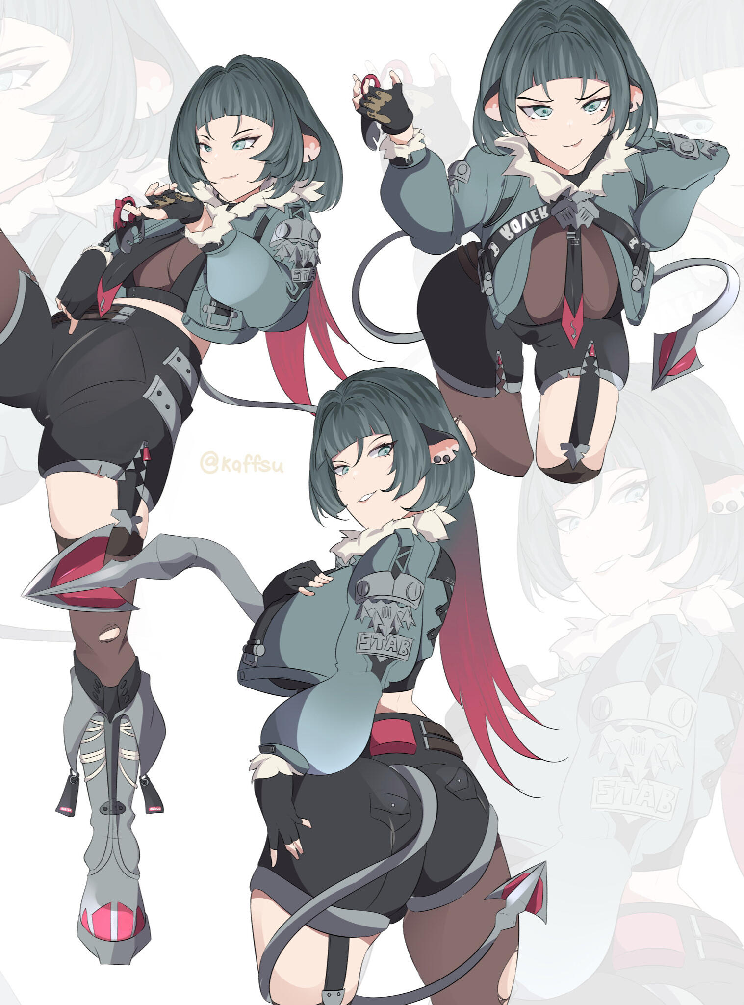 Drawing of Hakos Baelz dressed in a bunny girl outfit.