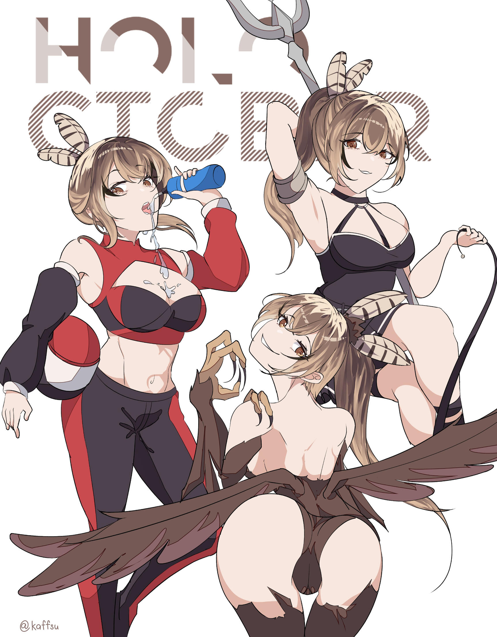 Drawing of Ouro Kronii from Hololive EN Promise dressed as Acheron from Honkai Star Rail