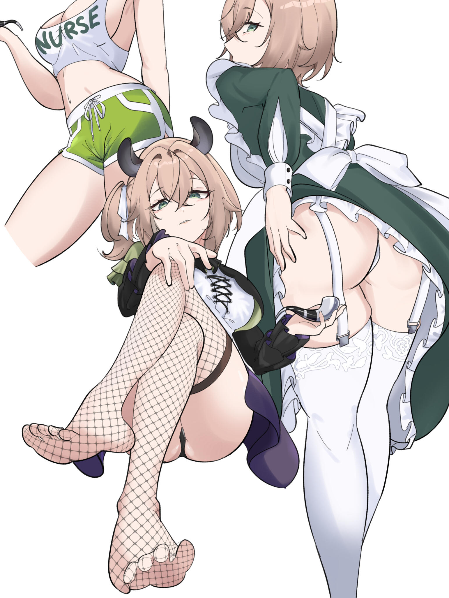 Drawing of Nakiri Ayame from Hololive JP Generation 2 in a swimsuit outfit while riding a pool tube.