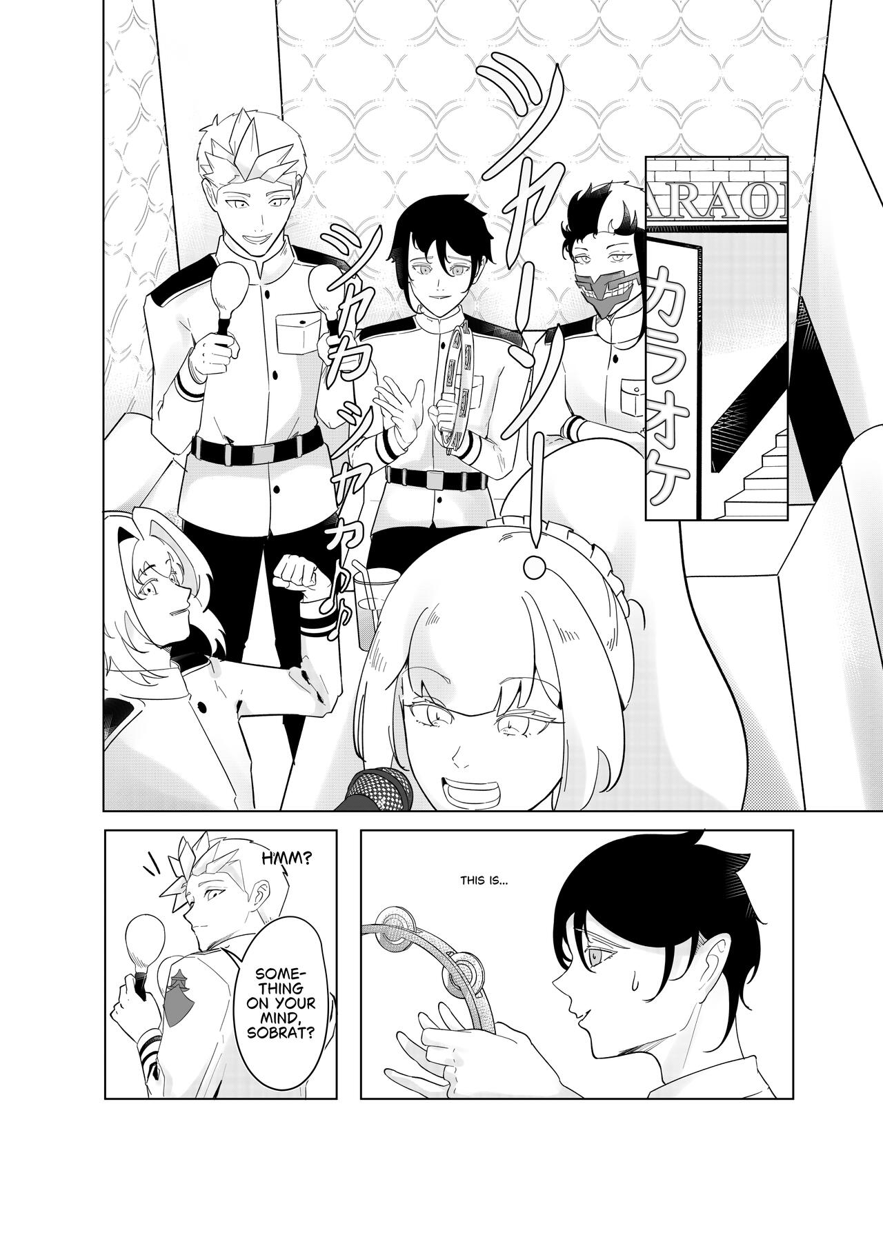 Drawing of Hololive EN Promise about their Baeruto adventures.